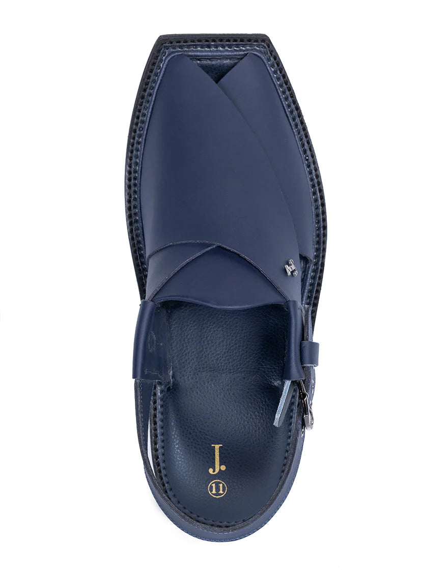 Plain Blue Peshawari Chappal - Junaid Jamshed