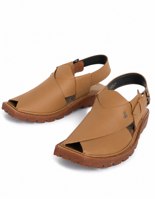 plain camel peshawari chappal