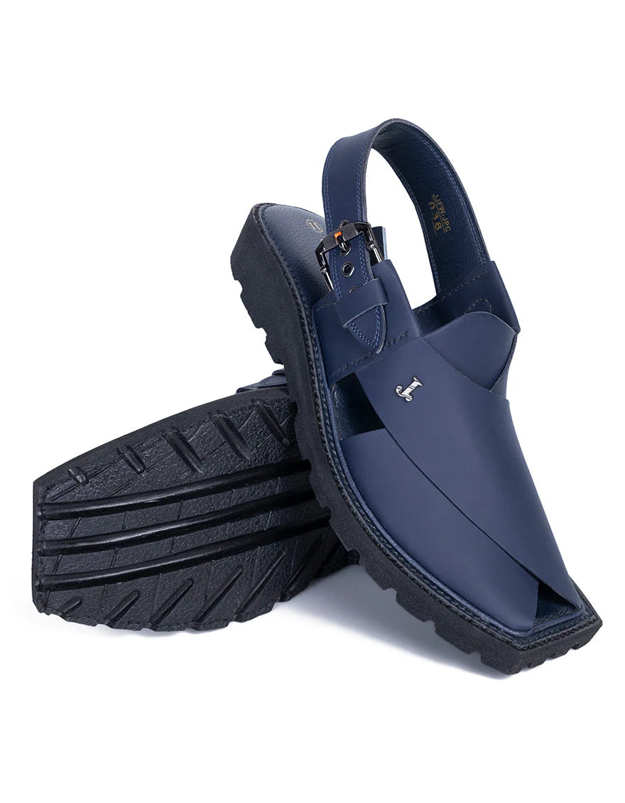 Plain Blue Peshawari Chappal -  Junaid Jamshed