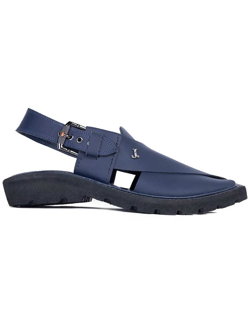 Plain Blue Peshawari Chappal -  Junaid Jamshed